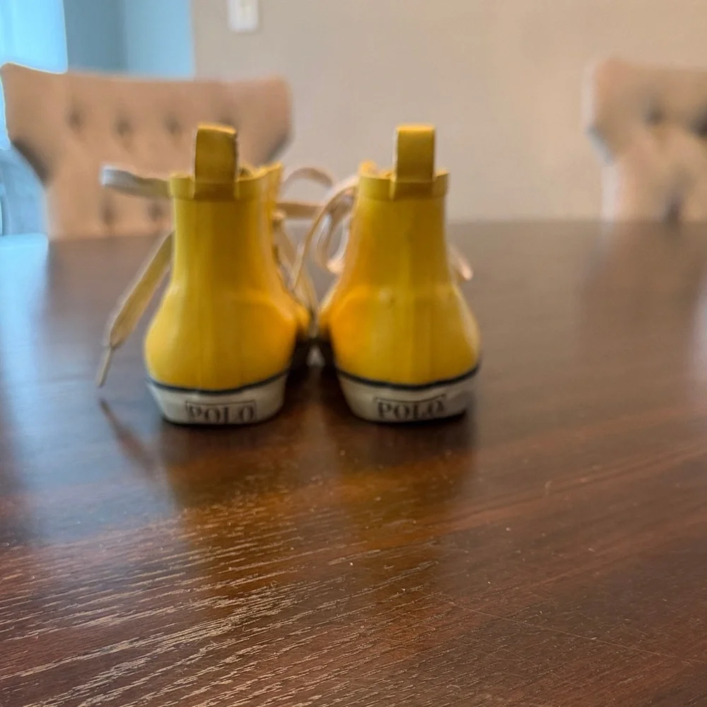 Polo Ralph Lauren Yellow Toddler Rain Boots Rubber Lace-Up Size 10